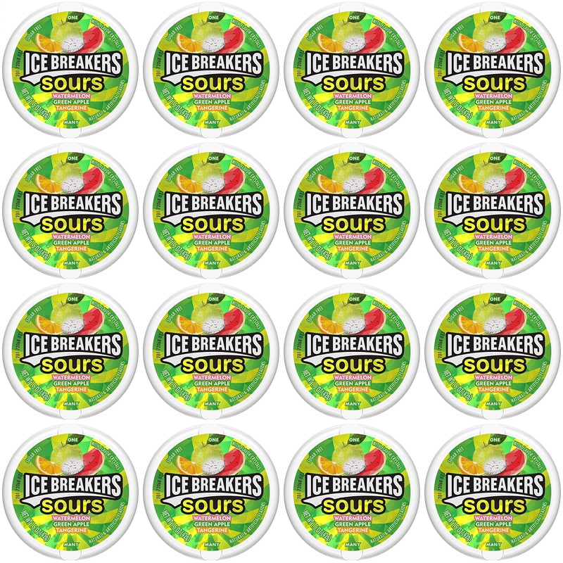 Ice Breakers Sours ( Green Apple, Tangerine, Watermelon), 1.5-Ounce Canisters