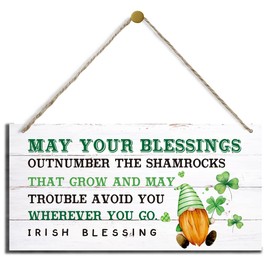 St. Patrick's Day Decor, Decorative Wood Hanging Wood Plaque, Rustic Hanging Wood Signs, Shamrock Door Sign, Saint Patrick's Day Decorations for Wall Door, Irish Gifts, Irish Blessing Sign