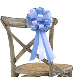 Light Blue & White Pull Bows - 8" Wide, Set of 6, Wedding Pew Bows, Easter, Reception, Anniversary, Baby Shower, Birthday, Party Decoration, Fundraiser, Classroom, Gift Basket, Office, Christmas