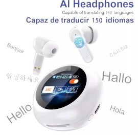 Myfavoritedealz AI Translator Earbuds 150+ Languages 3 Modes 5.4 Translator Earhook US - White Touch Screen #2