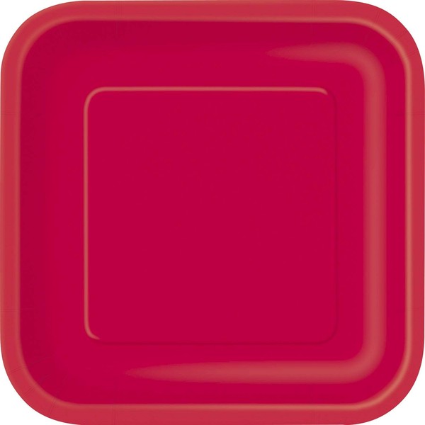 Unique 31502 7" Square Dessert Plates | Ruby Red Color