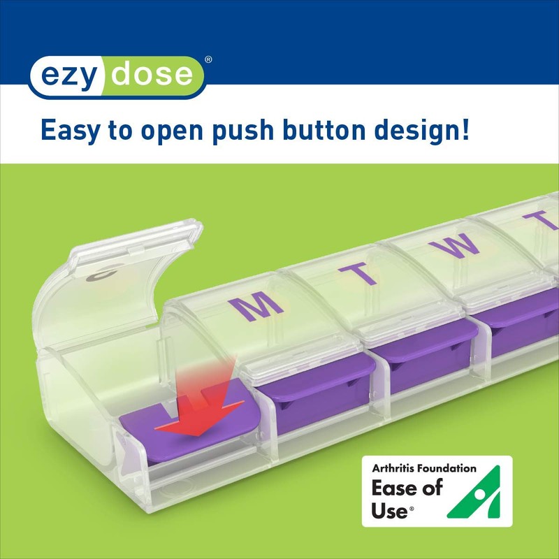 EZY DOSE Weekly (7-day) Push Button Pill Organizer and Planner