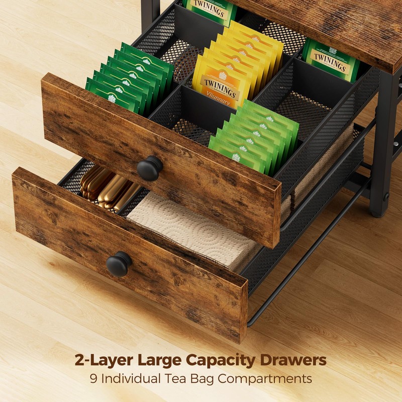 Plaviya 2-Drawer Tea Bag Organizer Box for Countertop