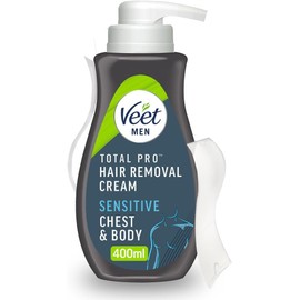 Veet Men Hair Removal Cream 400ml - Hydrating Chest & Body Remover for Smooth, Cut-Free Results, Moisturizing Formula for Delicate Skin