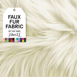 FabricLA Faux Fur Fabric by The Yard - Artificial Craft Fur - 18" X 60" Inch Wide - Fur Fabric for Craft Supply, DIY Furry Plush Projects, Sewing, Decoration, Upholstery, Off White, Half Yard