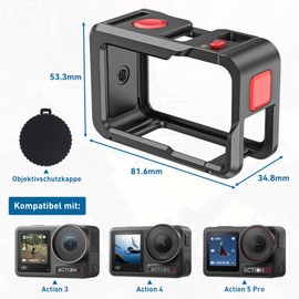 Kamerakäfig für DJI OSMO Action 5 Pro Action 4 Action 3 Kamera Käfig Aluminiumlegierung Gehäuse Metallkäfig Mit 1/4" Gewindelöcher