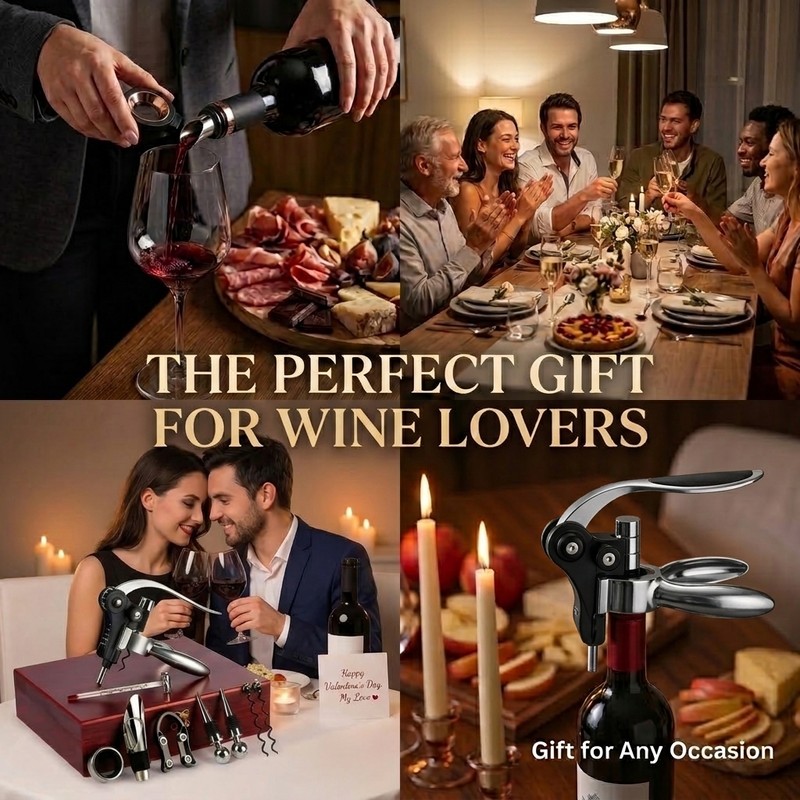 9-Piece Wine Opener Set with Wooden Gift Box – Stainless