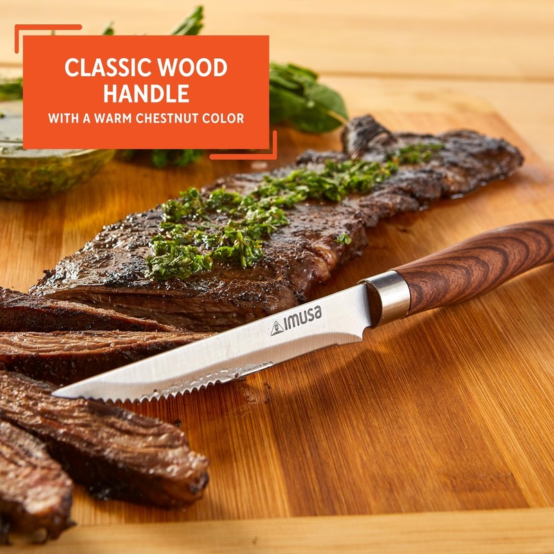 IMUSA 4.5in Chef WL Stainless Steel Steak Knife with Wood