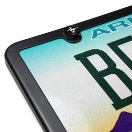 iPick Image for Ford Mustang Tri-Bar on Black ABS Plastic License Plate Frame Screw Covers