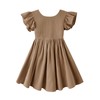 Dutebare Kid Little Girl Ruffle Dress Cotton Linen Backless Casual