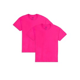 Fruit of the Loom Men's Eversoft Cotton T-Shirts (S-4XL), Crew-2 Pack-Cyber Pink, X-Large