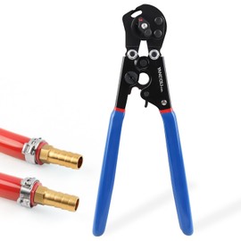 2 IN 1 Ratchet PEX Crimping Tool Cinch and Remove Dual Function Ergonomic Handle for PEX Pipe and Pinch Crimping Suitable for 3/8" to 1" Stainless Steel Clamps