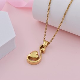 YOIEU Swan Cremation Jewelry for Ashes Infinity Heart Urn Necklaces Keepsake Memorial Lockets for Ashes Holder Funeral Urn Pendants for Women Men (Gold)