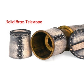 RII Antique Decor Spyglass, Pirate Telescope with Leather Case, Handheld Telescope for Adventure Enthusiasts, Monocular Nautical Decor for Gifting, Travellers, Kelvin & Hughes London, 16"