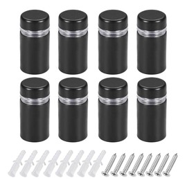 TA-VIGOR 8 Pack 1/2 Dia x 7/8"(12x23mm) Black Stainless Steel Sign Standoff Screws, Wall Mounted Fixings for Acrylic, Glass or Wooden Panels, Sign Holders with Screws and Rubber Spacers