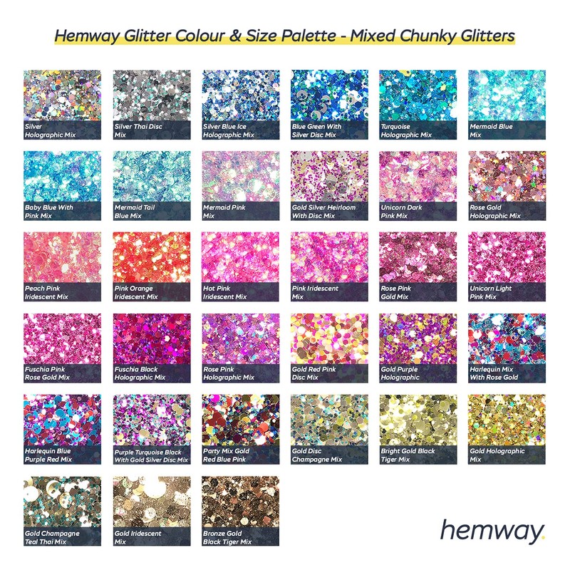 Hemway Resin Glitter Gold and Iridescent Mix 100g Mixed Chunky