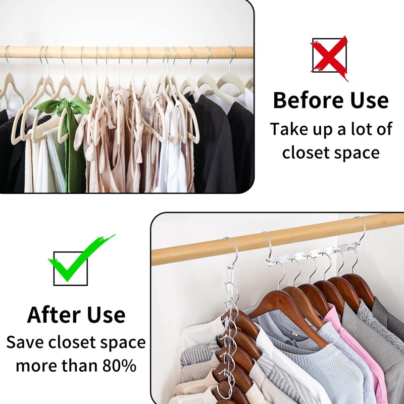 Closet Organizers and Storage Space Saving Hangers 12 Pack Stainless