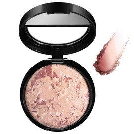 Foundation For Mature Skin, Baked Foundation Brighten Color Correcting, Shimmer Brick Pressed Bronzer, Buildable Light to Medium Illuminating Powder, Lasting Oil-control Full Coverage (Medium Beige)