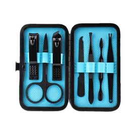 aRKé Manicure set Nail Clippers Professional Fingernail & Toenail grooming Kit Tweezers Eyebrow Scissors for mens and women Travel size 7Pcs Nail Care Tools with Black Case