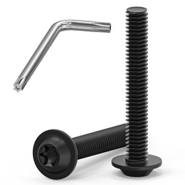 Pack of 20 M6 x 40 Screws, Pan Head Screws, Torx Screws, Flange Screws, Stainless Steel, A2 V2A, Full Thread, Black Oxide, with Torx Key