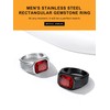 Bestyle Cool Black Rings for Men Boys - Classic Red