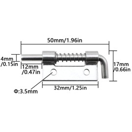 ZRM&E 4pcs 304 Stainless Steel Flat Pin Hinge Spring Latch Movable Spring Bolt Hinge Distribution Cabinet Box Upper and Lower Door Shafts for Cabinet Door