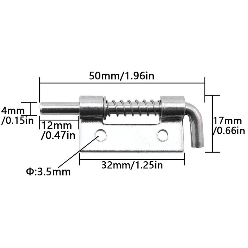 ZRM&E 4pcs 304 Stainless Steel Flat Pin Hinge Spring Latch
