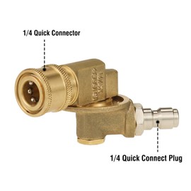 Angry Pony 1/4 Quick Connect Pressure Washer Pivoting Coupler, 240° Rotation and 7 Adjustable Angles Brass Gutter Cleaner Attachment, Compatible with Most Pressure Washer Wands and Nozzles, 4500 PSI