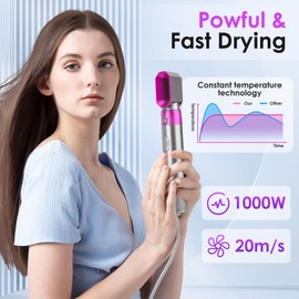 Journeyside Air Styler Set, Professional Heissluftbürste Set,1000W Warmluftbürste Set, 200 Millionen Ionen, Automatischer Lockenstab, Föhnbürste, Multistyler Heißluftbürst zum Trocknen,pink03