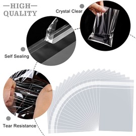 LEOSINDA 100 pcs 10 X 13” Clear Sealable Cellophane Bags Dim Sum Bags Shirt Bags Cookie Bags packit Sealable Plastic Polyethylene Bags Gift Packaging Plastic Small Business Packaging 1.3mil