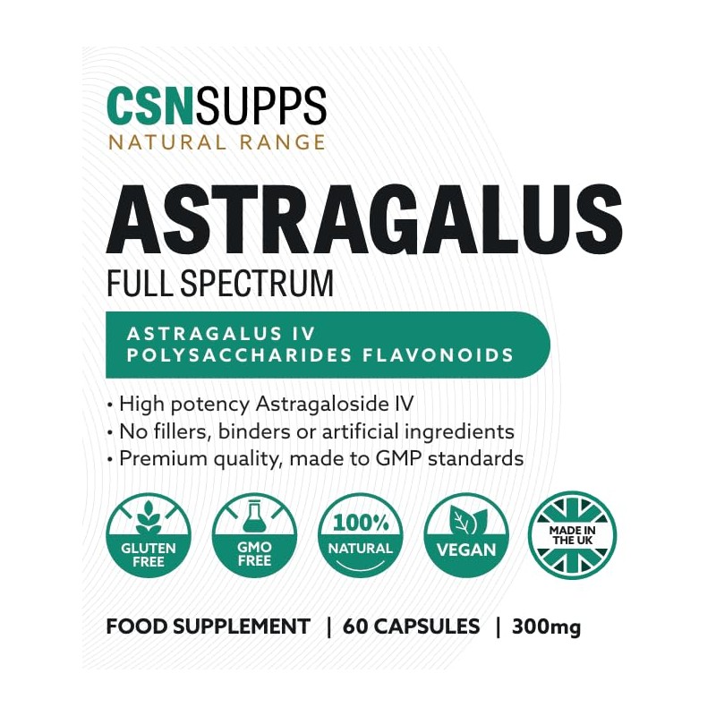 CSN Astragalus Full Spectrum 300mg Supplements | 60 Astragalus Capsules