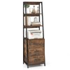 Giantex Ladder Bookshelf with Drawers, 69" Tall Wooden Bookcase with