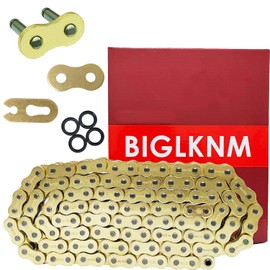 BIGLKNM 525 X-Ring Motorcycle Chain 122 Links with Connecting Master Link, Gold Drive Chain for Suzuki Honda Kawasaki Bicycles Motorcycle, Mini Bike, Dirt Bike
