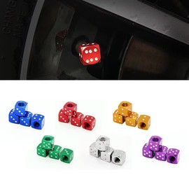 28Pcs 7 Color Car Metal Dice Wheel Tire Valve Cap Bike Tire Valve Stem Caps for Decorative Tires and Protective Tires