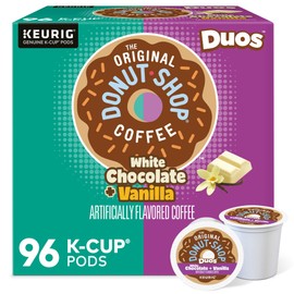 The Original Donut Shop K Cup Duos White Chocolate Vanilla, Single Serve Keurig K Cup Pods, Flavored Coffee, 96Count, White Chocolate + Vanilla, 96Count