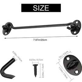 Pack of 2 Storm Hooks with Eyelet, Stainless Steel Storm Hook, Door Latch Door Lock, Stainless Steel Storm Hook, Hook Lock Stainless Steel, Cabin Hook for Balcony Door Latch (20 cm/8 Inches)