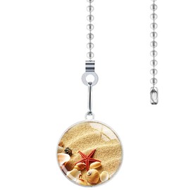 Hyamass Ceiling Fan Pull Chain Extender, Time Gem Pendant Pull Chain Extension, 12 Inch Ceiling Fan Chain Ornament with Ball Connector, Fan Chain for Ceiling Fan Light Decoration(Oceans & Beach)