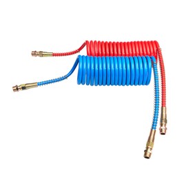 P SEPEY 15 FT Air Brake Coiled Short Tail, Blue Service and Red Emergency Air Brake Cord, Assembly Brake Coil with 2 X 15 Lead, Truck Trailer Brake Coil Set