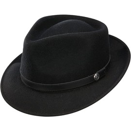 Stetson & Dobbs TWPROF-1020 Men's Prof Wool Felt Fedora Hat, Black - XL
