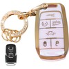 WENHENI Keyless Entry Systems Key for RAM Key Fob Cover Shell with Keychain Fit for 2019 2020 2021 2022 2023 Dodge RAM 1500 Smart Key (6Buttons Gold-Pink)