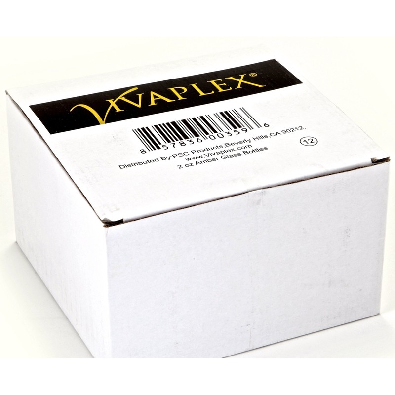 Vivaplex 12, Amber, 2 oz Glass Bottles, With Glass Eye
