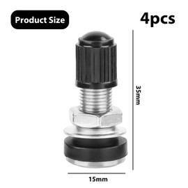 GisWell Set of 4 tubeless tyre valves, Schrader car valve with metal shafts, tyre valve for car/motorcycle including dust caps, universal for all rim valves