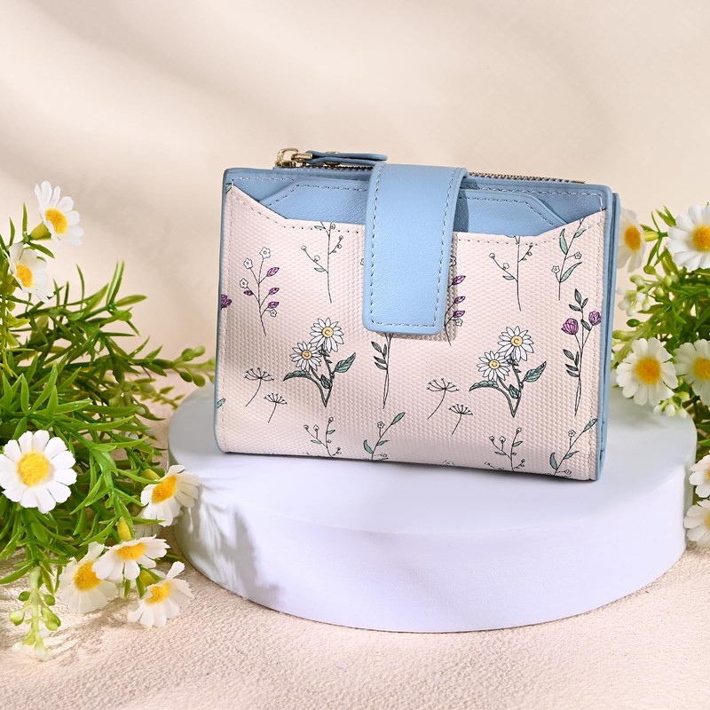 Denovin Wallet Women, Bifold Compact Small Women's Wallets, Floral Ladies