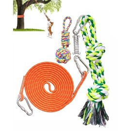 Perro Al Aire Libre Bungee Tug Toy, 17 Pies Colgando del Árbol Tug of War Juguetes para Perros Pequeños, Medianos Y Grandes, Cuerda De Ejercicio Interactivo para Jugar Y Atar Juguete
