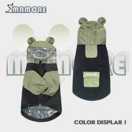 Dog Raincoat with Legs and Clear Hood, Abdomen Waterproof, Reflective, Breathable and Adjustable Lightweight Dog Rain Jacket for Small Medium Large Dogs (Green&Black, M)