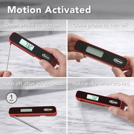 Sterno Termómetro digital para carne, lectura instantánea | IPX5 impermeable, activada por movimiento, pantalla retroiluminada giratoria, imán de alma