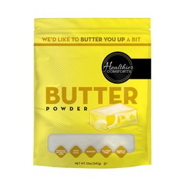 Healthier Comforts Butter Powder | Dehydrated, Shelf Stable Butter | Kosher, Gluten Free, Non-GMO | Popcorn, Baking, Seasoning | Made in USA (12oz)