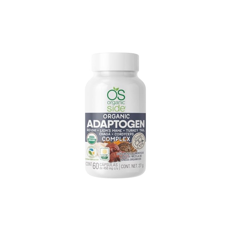 Organicside - Adaptogen Complex 60 Cápsulas - Reishi, Lion's Mane,