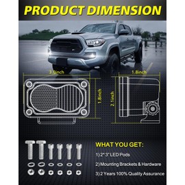 AKD Part LED Pods, 2Pcs 3" 40W CREE LED Low Beam Fog Lights Small Off Road Driving Combo Light Pods Ditch Head Lights for Trucks Dirt Bike Motorcycle UTV ATV SUV