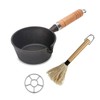 HAFRILY Cast Iron Cooking Pot Set with Grill, Mini Saucepan
